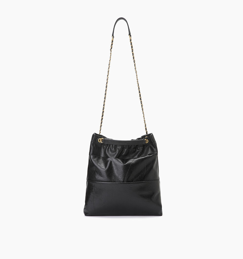 Black leather bag with gold chain - null - Black | Sisley K image number 5